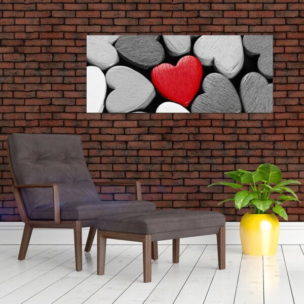 Obraz drevených srdiečok (120x50 cm)