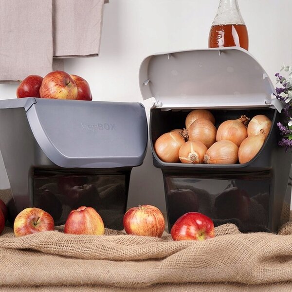 VILDE Úložný box na zemiaky a cibuľu s vetraním, VEGBOX čierny (14l - 10kg zemiakov)