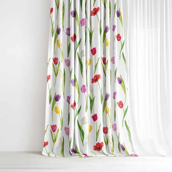 Goldea dekoračný záves luca - farebné tulipány 240x150 cm