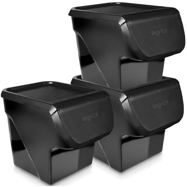VILDE Úložný box na zemiaky a cibuľu s vetraním, VEGBOX čierny (14l - 10kg zemiakov)