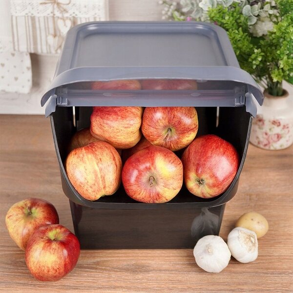 VILDE Úložný box na zemiaky a cibuľu s vetraním, VEGBOX čierny (14l - 10kg zemiakov)