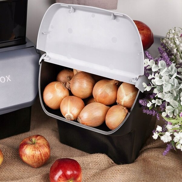 VILDE Úložný box na zemiaky a cibuľu s vetraním, VEGBOX čierny (14l - 10kg zemiakov)
