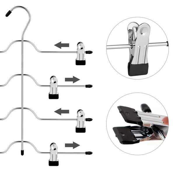 SONGMICS Vešiak na nohavice 4 rady s klipmi 3 ks 32 cm strieborná