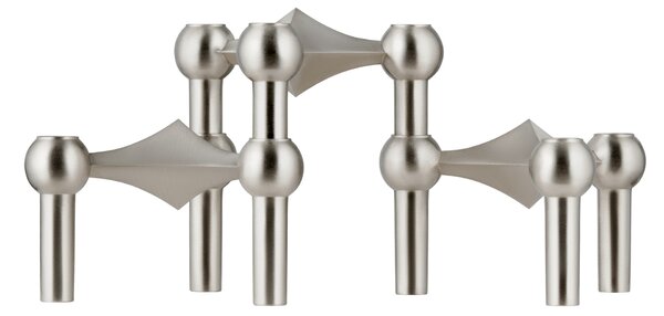 Designový svietnik STOFF Nagel Brushed Chrome – sada 3 ks