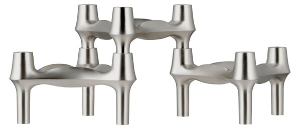 Dizajnový svietnik BMF STOFF Nagel Brushed Chrome – set 3 ks