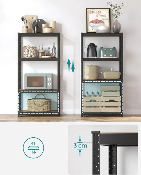 SONGMICS Oceľový regál s nosnosťou až 520 kg 80 x 160 x 40 cm hnedá čierna