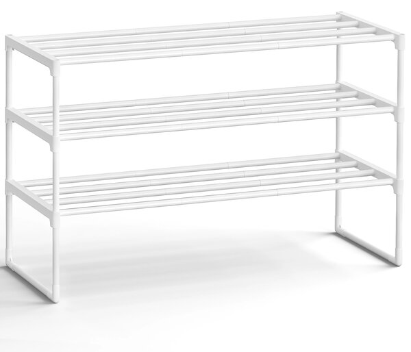 SONGMICS Botník s 3 policami na 16 až 20 párov, stohovateľný 92 x 55 x 30 cm biela