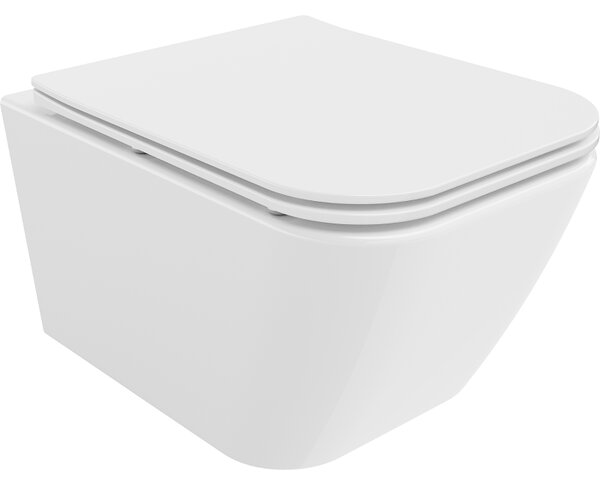 Mexen Madox, Rimless závesná wc misa 515x365x350 mm s pomaly padajúcim sedátkom SLIM z duroplastu, biela, 30154000