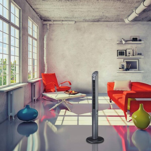 Westinghouse Highland I – stojaci ventilátor, Hliník / sivá / zinok, Obývacia izba / jedáleň, Plast, Moderný