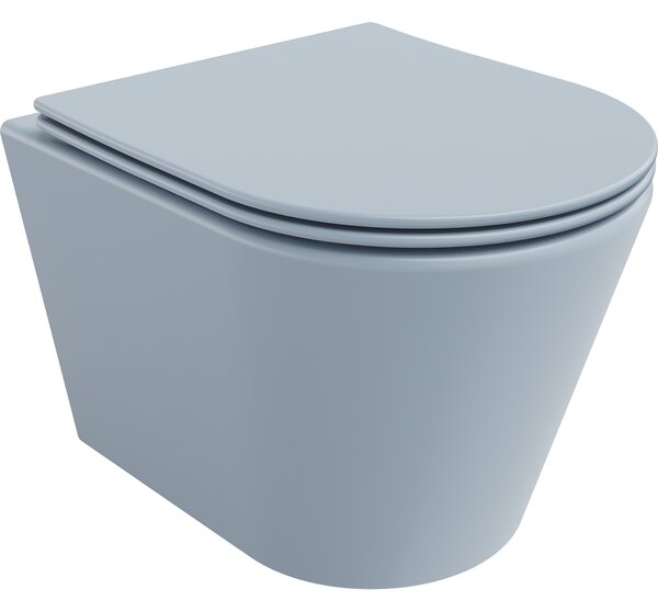 Mexen Rico, závesné WC Rimless s WC doskou slim, duroplast, šedá-modrá matná, 30724069