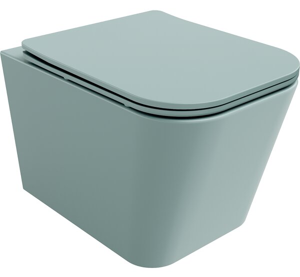 Mexen Teo, závesné WC Rimless s WC doskou slim, duroplast, zelená matná, 30854048