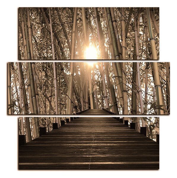 Obraz na plátne - Drevená promenáda v bambusovom lese - štvorec 3172FD (75x75 cm)