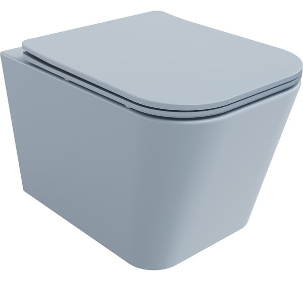 Mexen Teo, závesné WC Rimless s WC doskou slim, duroplast, šedá-modrá matná, 30854069