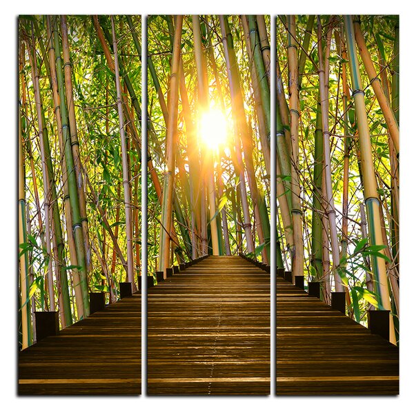 Obraz na plátne - Drevená promenáda v bambusovom lese - štvorec 3172B (75x75 cm)