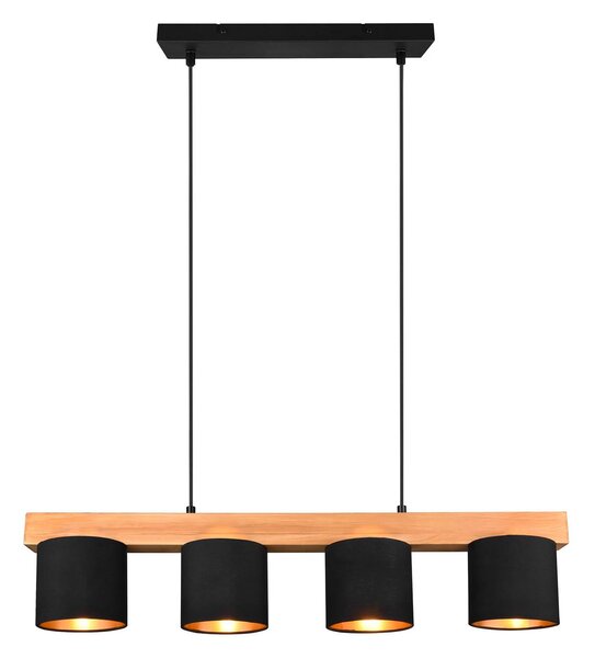 Závesná lampa Cameron, 4-plameňová, čierna