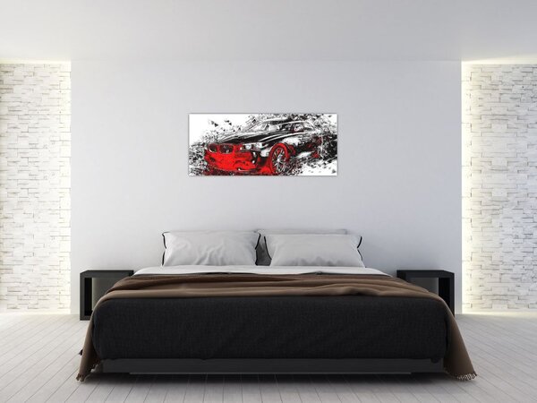 Obraz - Maľované auto v akcii (120x50 cm)