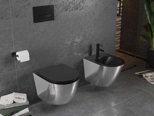 Mexen Lena, závesný bidet 480x370x325 mm, čierna matná - strieborná, 35224874