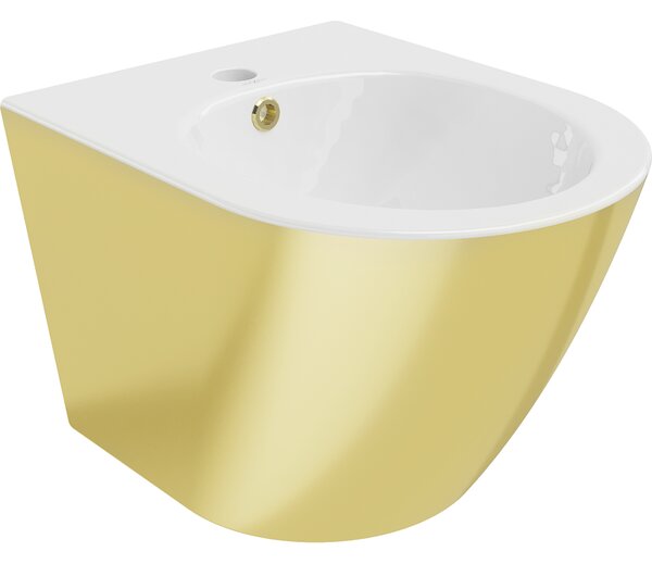 Mexen Lena, závesný bidet 480x370x325 mm, biela - zlatá, 35224806