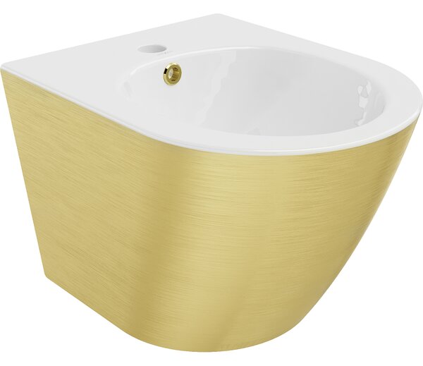 Mexen Lena, závesný bidet 480x370x325 mm, biela - zlatý vzor, 35224807