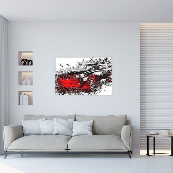 Obraz - Maľované auto v akcii (90x60 cm)