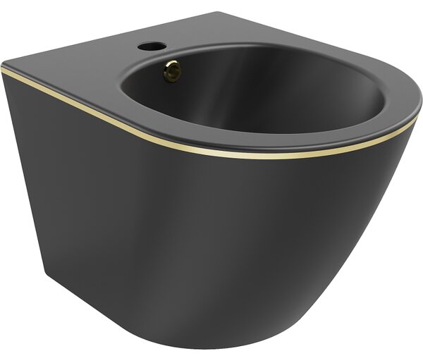 Mexen Lena, závesný bidet 480x370x325 mm, čierna matná - zlatý okraj, 35224875