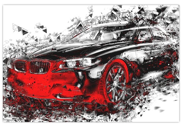 Obraz - Maľované auto v akcii (90x60 cm)