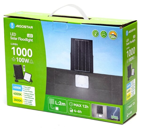 Aigostar - LED stmievateľný solárny reflektor LED/100W/3,4V IP66 + DO