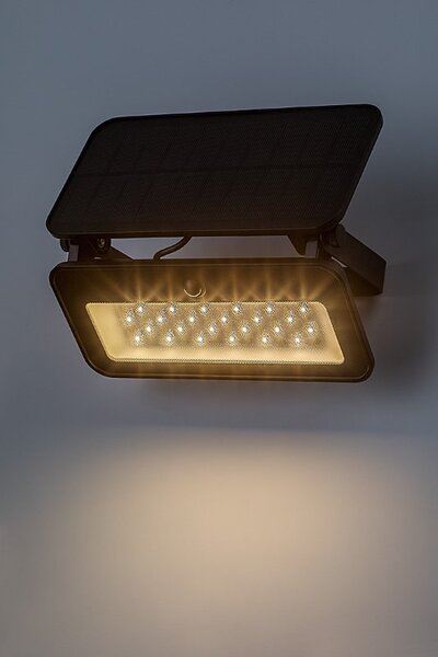RABALUX 77160 Tarcal solárne nástenné svietidlo so senzorom LED 8W/1200lm 3000+4000+6500K IP65 čierna, stmievateľné