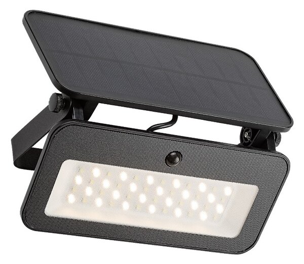 RABALUX 77160 Tarcal solárne nástenné svietidlo so senzorom LED 8W/1200lm 3000+4000+6500K IP65 čierna, stmievateľné