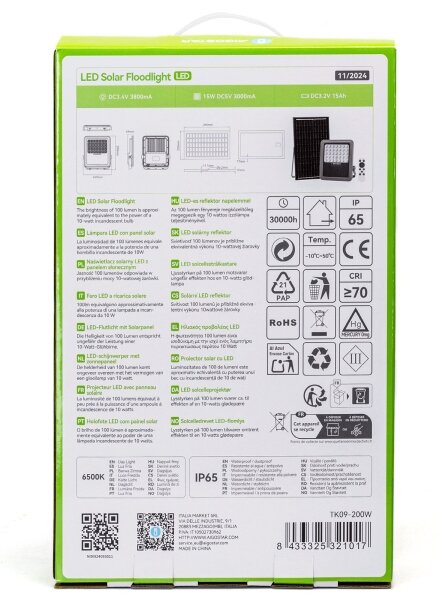 Aigostar - stmievateľný solárny LED reflektor LED/200W/3,4V IP65 + DO