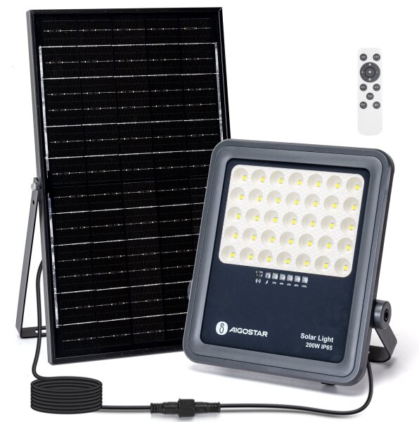 Aigostar - stmievateľný solárny LED reflektor LED/200W/3,4V IP65 + DO