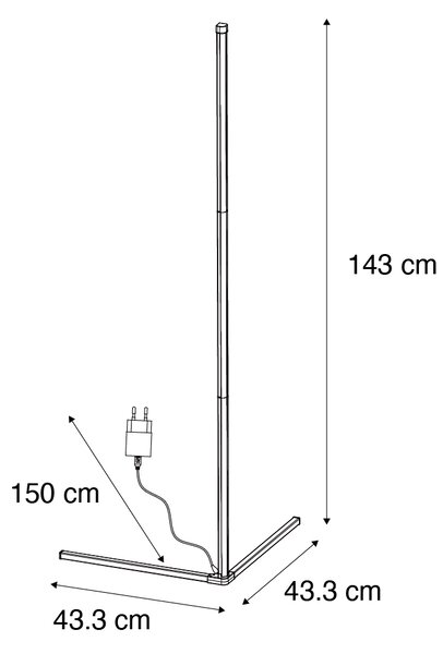 Stojacia lampa čierna vrátane LED s RGB a diaľkovým ovládaním - Carla