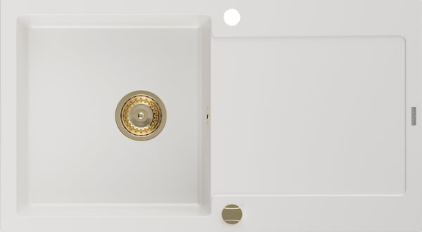 Mexen Leo, drez granitový 900x500x190 mm, 1-komorový, biela so zlatým sifónom, 6501901010-20-G