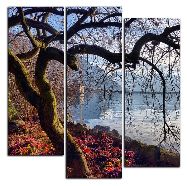 Obraz na plátne - Jeseň pri jazere - štvorec 3198C (75x75 cm)