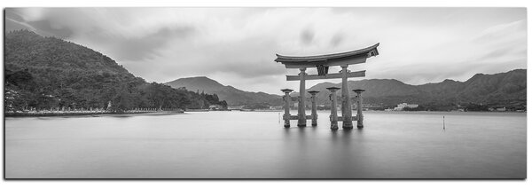 Obraz na plátne - Pavilón v parku po ránu - panoráma 5166QA (105x35 cm)