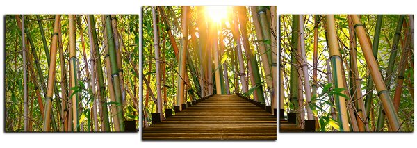 Obraz na plátne - Drevená promenáda v bambusovom lese - panoráma 5172D (90x30 cm)