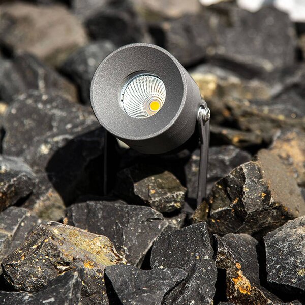 EVN Merlo LED záhradný reflektor so zemným hrotom, 3000K, 10W, Čierna, Hliník, Moderný, Vonkajše bodové svietidlo / bodateľné do zeme