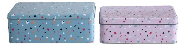 Dekoratívne kovové úložné boxy s vekom v súprave 2 ks Stellar – Premier Housewares