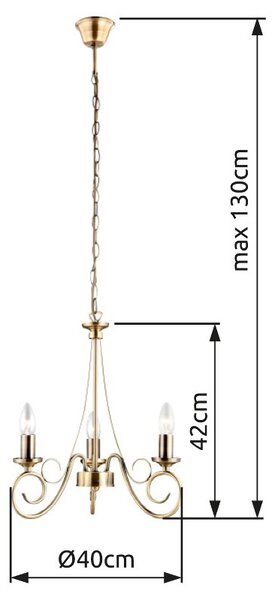 Globo 69003-5 závesné stropné svietidlo Truncatus 5x40W | E14 - mosadz