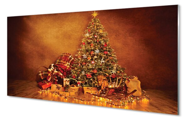 Nástenný panel  Vianočné osvetlenie dekorácie darčeky 100x50 cm