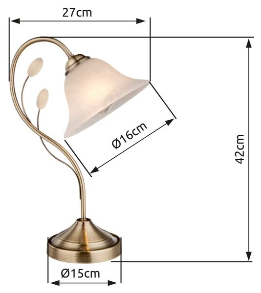 Globo 69007-1T stolná lampa Posadas 1x60W | E27 - mosadz, biela