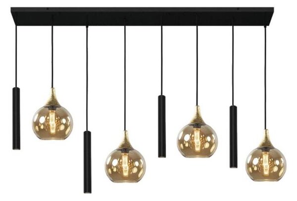 Luster na lanku CALYPSO 4xGU10/60W/230V + 4xE27/60W čierna/zlatá