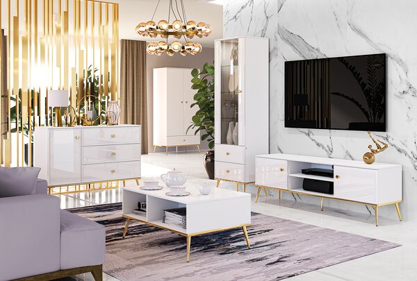 KOMODA BELLINI BIELY VYSOKÝ LESK 120 cm