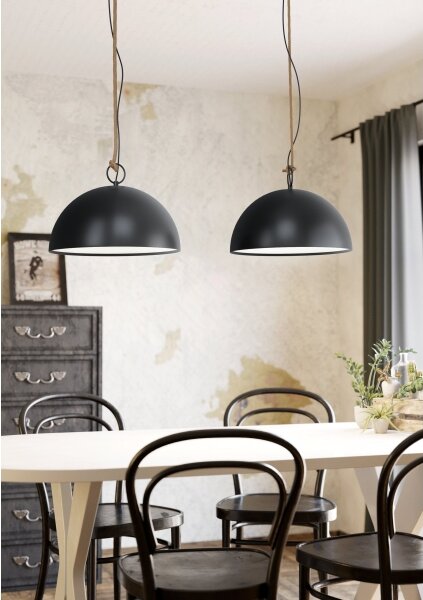 Eglo 78444 - Luster na lanku HODSOLL 2xE27/40W/230V čierna/hnedá