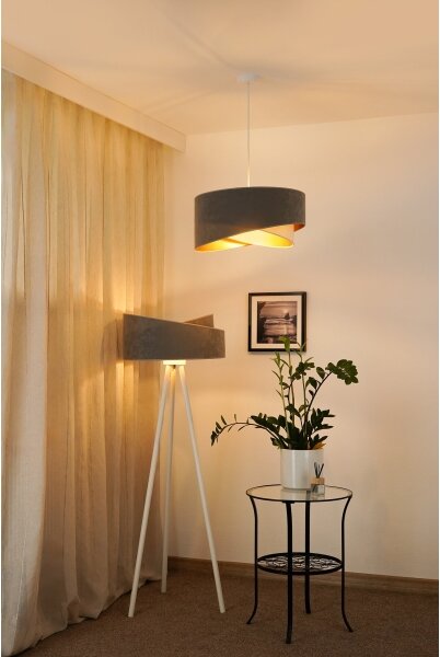Brilagi - LED Luster na lanku LYRA 1xE27/15W/230V šedá/krémová/zlatá