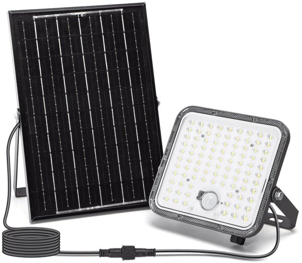Aigostar - Stmievateľný solárny LED reflektor so snímačom, 120 W, 3,4 V, IP66 + diaľkový ovládač