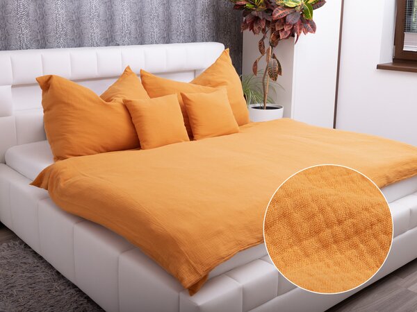 Biante Mušelínové posteľné obliečky Nature MSN-001 Horčicovo oranžové Jednolôžko 140x200 a 70x90 cm