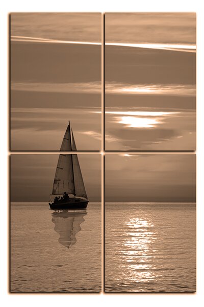 Obraz na plátne - Loď pri západe slnka - obdĺžnik 7247FE (90x60 cm)