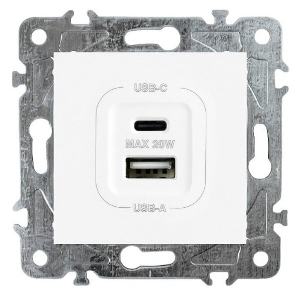 Elhard Zásuvka USB A+C Royal 20W, biela YK2133W