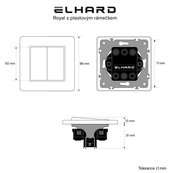 Elhard Vypínač Royal č.5 s rámčekom, biely - kompletný YK5305W